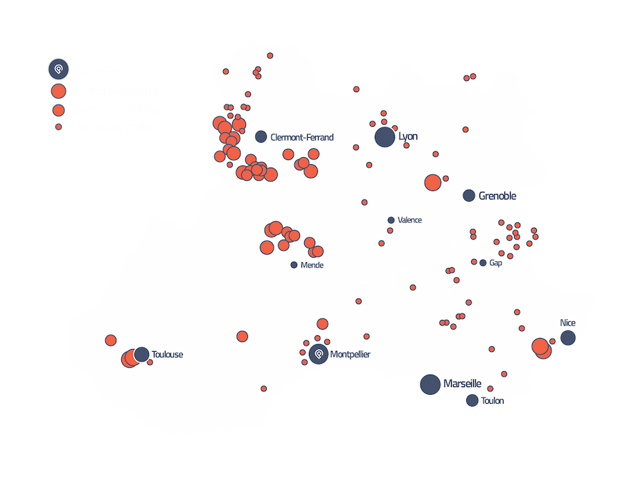 Carte des réalisations Planigraphe en France